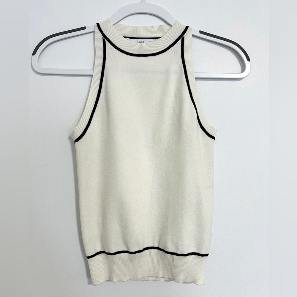 Mango Contrast Trim Top